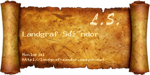 Landgraf Sándor névjegykártya
